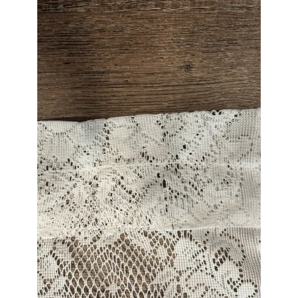 VTG 90s Ivory Rose Lace Curtain 2 Panels - Different Lengths Granny Cottagecore